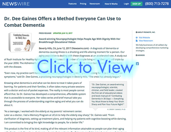 Combating Dementia NEWSWIRE c2v